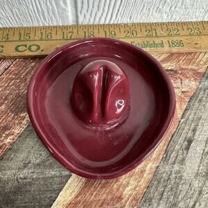 Vintage Hickok Pottery Burgundy/Maroon Cowboy Hat Ashtray